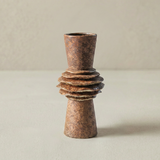 Textured-brown-layered ceramic vase