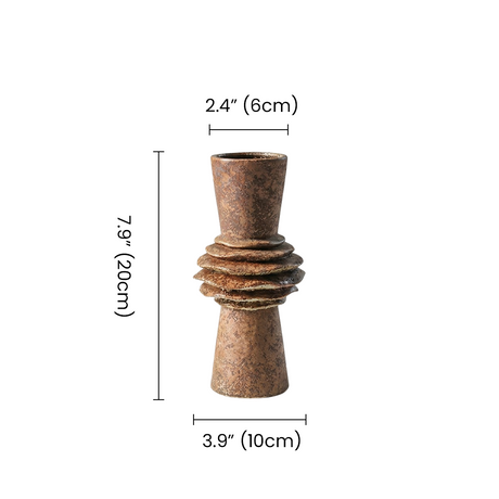 Textured-brown layered-ceramic-vase