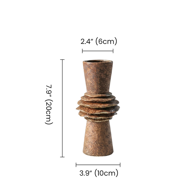Textured-brown layered-ceramic-vase