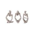 Three Piece Abstract Thinker Resin Sculpture Set