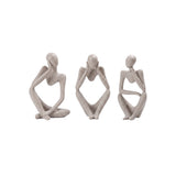 Three Piece Abstract Thinker Resin Sculpture Set