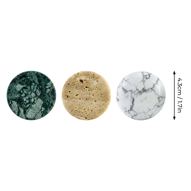 Natural Stone Cabinet Knobs Set of 2, Round Drawer Pulls for Kitchen Bathroom & Dresser, Dome Hardware with Brass-Threaded Insert