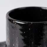 Top view glossy black vase opening
