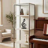Treble Clef Music Sculpture, 7.4" High-Gloss Black Resin Figurine with Piano Keys, Art Deco Decor for Home, Office & Piano Room