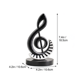 Treble Clef Music Sculpture, 7.4" High-Gloss Black Resin Figurine with Piano Keys, Art Deco Decor for Home, Office & Piano Room