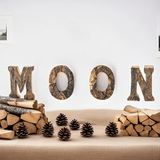 Tree Bark English Letter Decoration hanging on wall