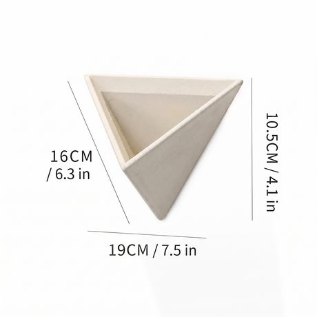 Sculptural Geometric Wall Planter, Nordic Triangle Concrete Vase, Modern Faux Cement Hanging Flower Pot for Living Room Entryway Decor