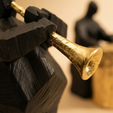 Jazz Trio Musician Figurine Set of 3 – Abstract Resin Sculptures in Black & Gold | Cellist, Trumpet Player & Drummer for Modern Home Decor