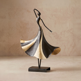 Abstract Dancer Sculpture – Black & Gold Metal Dancing Figure Statue for Console Table, Mantel & Modern Home Decor
