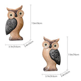 Two Piece Wood Carved Owl Set With Size