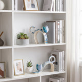 Hand-Painted Ceramic Cat Figurine, Abstract Blue & Ivory Drip-Glaze Sculpture, Modern Decorative Accent for Bookshelf, Console & Mantel