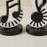 Music Note Sculpture Set of 2, Black & White Piano Key Resin Figurines, Modern Minimalist Shelf Decor