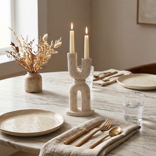 U Shape Candle Holder On Marble Table