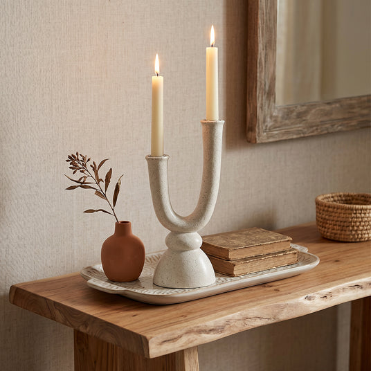 U Shape Candle Holder On Wooden Table