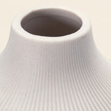 Set of 3 White Ceramic Ribbed Vases — Handcrafted Matte Bud Vase Set for Boho Farmhouse Home Décor