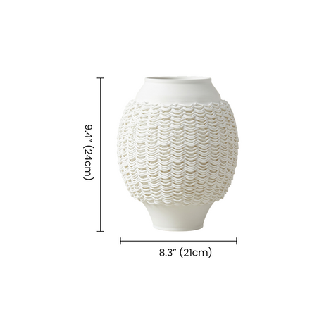 3D-Printed Kiln-Fired Ceramic Vase — Large Woven-Texture Flower Vase for Mantel, Shelf & Centerpiece Décor