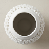 3D-Printed Kiln-Fired Ceramic Vase — Large Woven-Texture Flower Vase for Mantel, Shelf & Centerpiece Décor