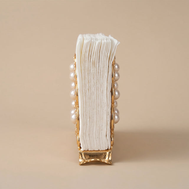 Vertical view pearl gold tissue rack