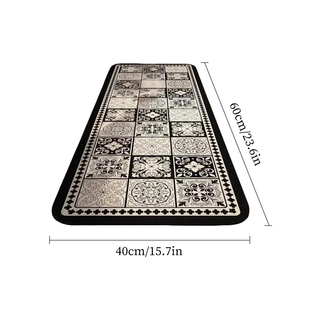 Vintage Black and White Diatom Mud Area Rug sizechart