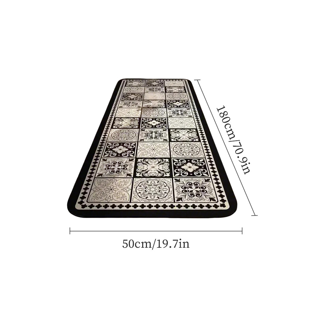 Vintage Black and White Diatom Mud Area Rug sizechart