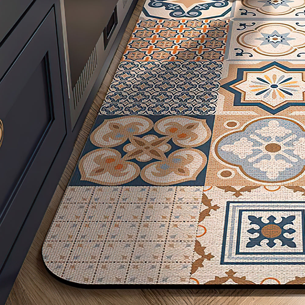 Vintage Colorful Diatom Mud Area Rug details