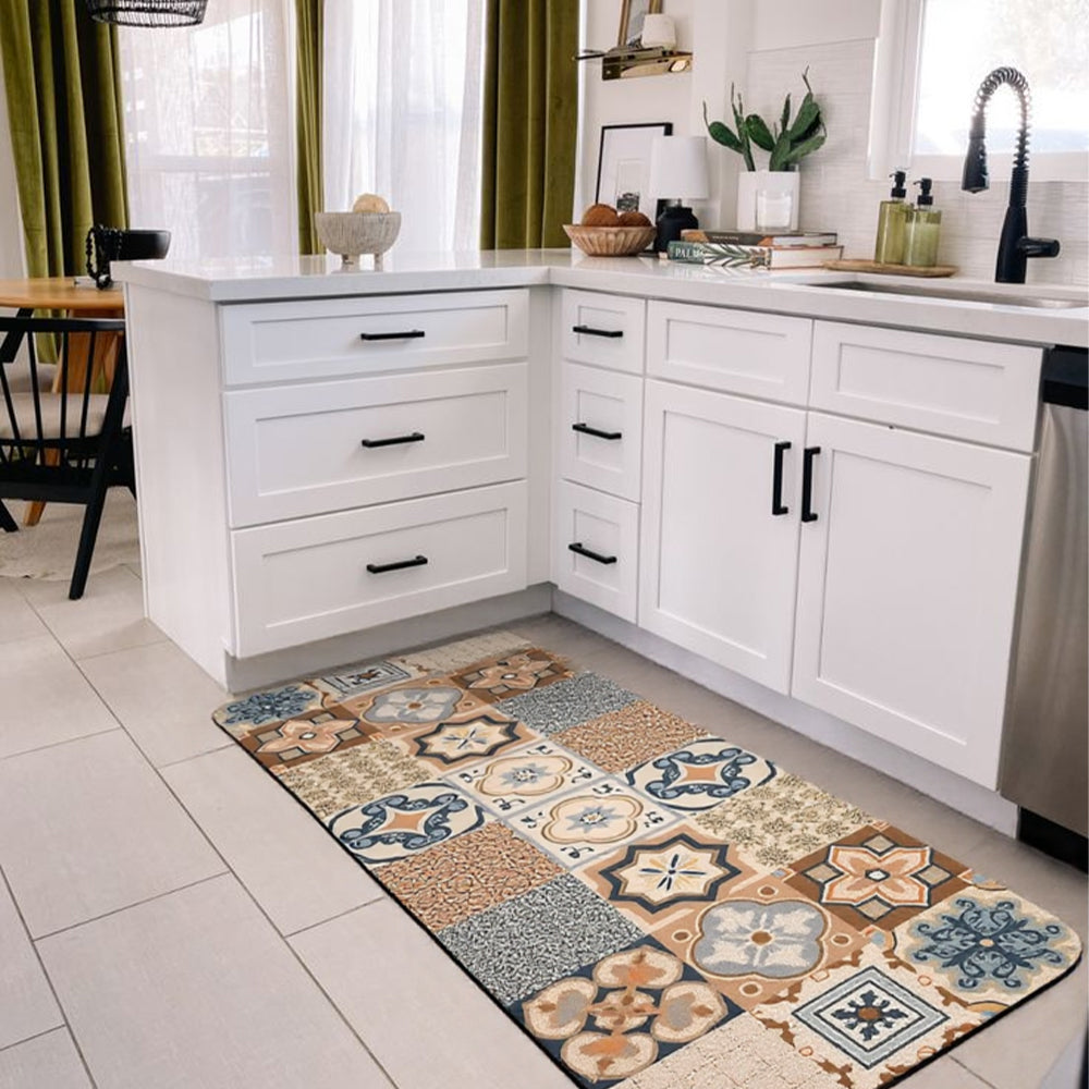 Vintage Colorful Diatom Mud Area Rug on the floor