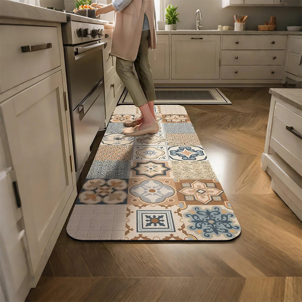 Vintage Colorful Diatom Mud Area Rug on the floor