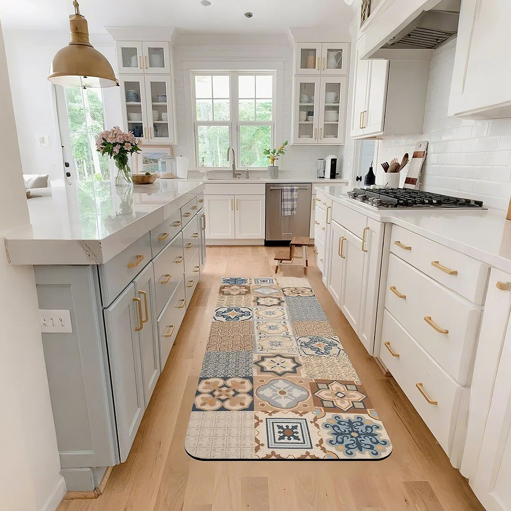 Vintage Colorful Diatom Mud Area Rug on the floor