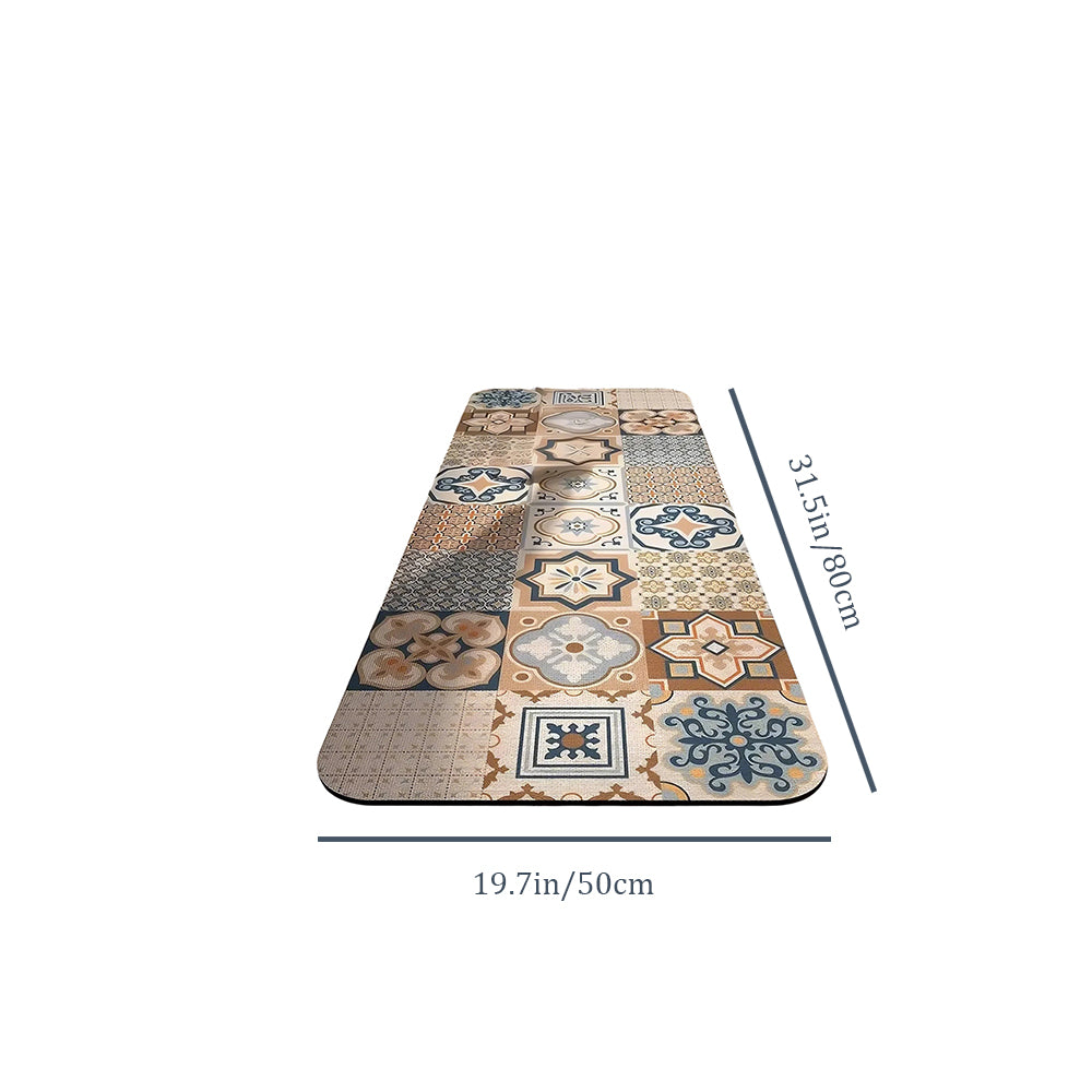 Vintage Colorful Diatom Mud Area Rug sizechart