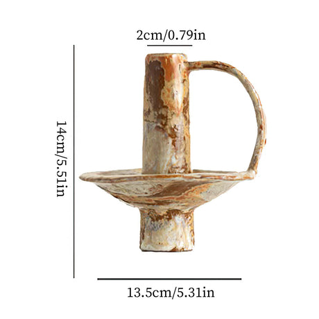 Vintage Handled Ceramic Candle Holder Decorative Ornament Size Chart 