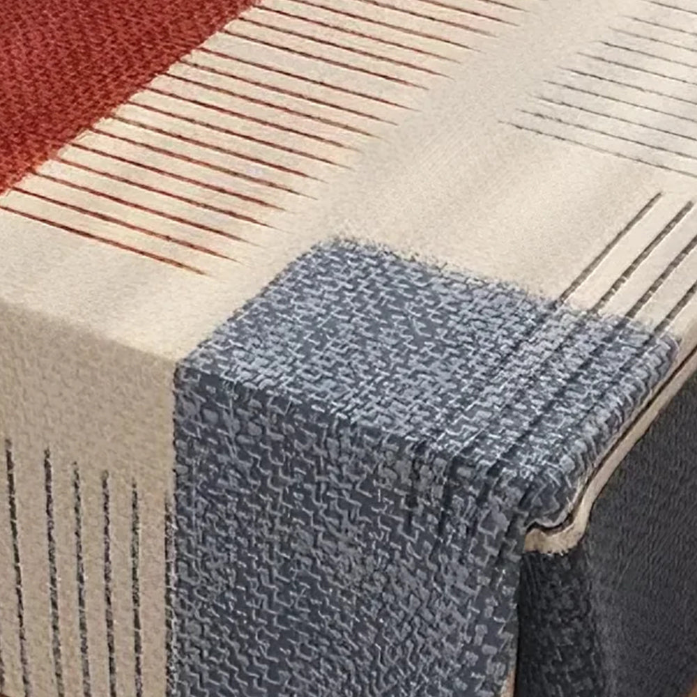 Vintage Leather Like Geometric Color Block Tablecloth Details 1 090944