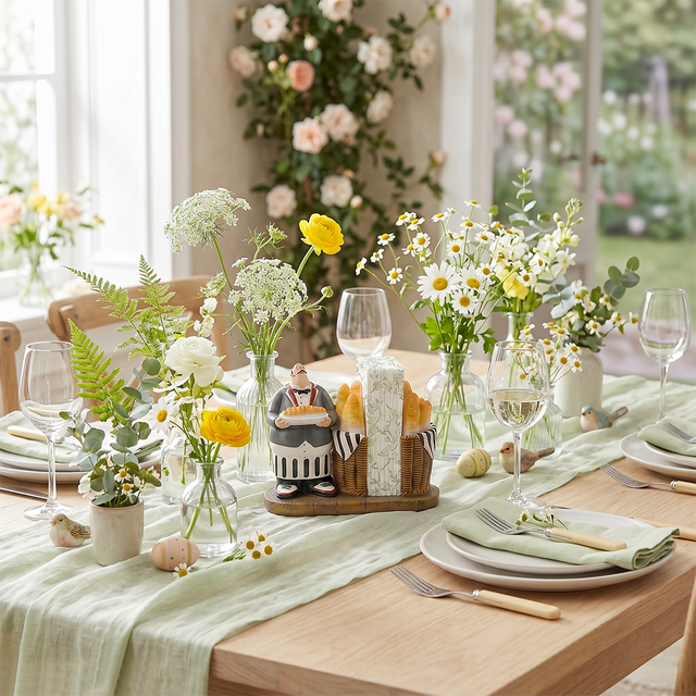 Waiter decor with spring floral setting