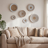 Wall plates in boho living room
