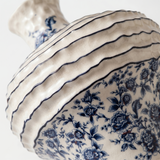 Blue and White Floral Ceramic Vase, Hand-Painted Textured Wabi-Sabi Decor for Dining Table, Console, Entryway