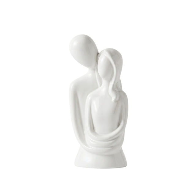 White Abstract Couple Embrace Sculpture