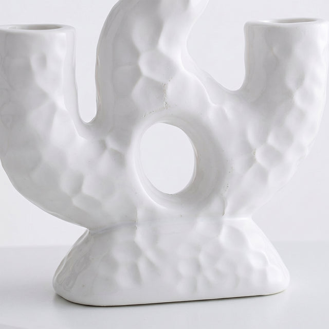 White Candle Holder On Bedside Table