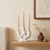 White Candle Holder With Boho Decor