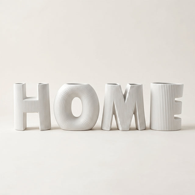 White HOME Shaped Vase Decor