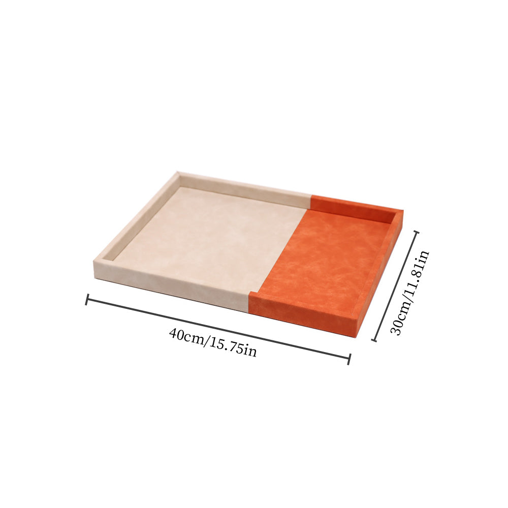 White Orange Color Block Leather Wrapped Organizer Tray Size Chart