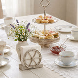 White Wagon Wheel Holder With Afternoon Tea