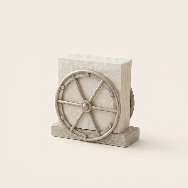 White Wagon Wheel Metal Napkin Holder