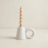 Ceramic Taper Candle Holder — Sculptural Cone & Ring Candlestick for Mantel, Shelf & Tabletop, Modern Minimalist Accent