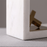 White marble bookend side view
