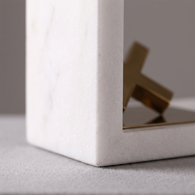 White marble bookend side view

