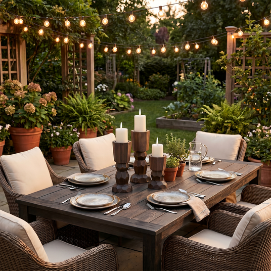 Wood Candle Holders With Garden Lights