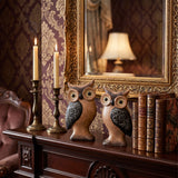 Wood Owl Set On Classic Cabinet