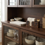 Wood caddy placed on kitchen sideboard
