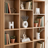 Wooden Bookshelf With Vases 