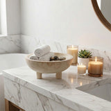 Wooden Footed Bowl In Bathroom Setting