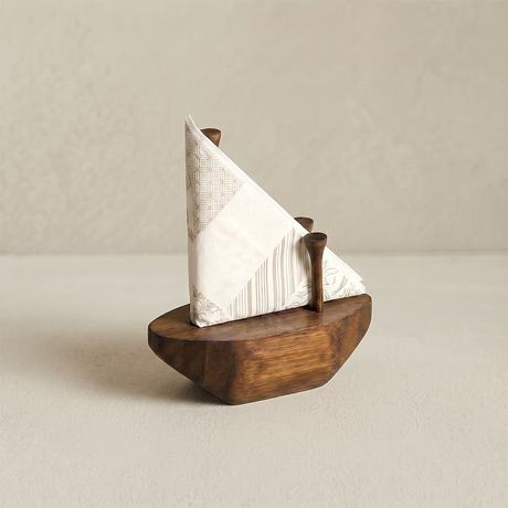 Wooden Sailboat Napkin Holder With Pattern